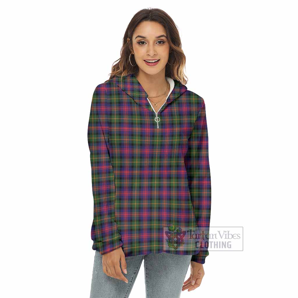 Logan Tartan Women's Borg Fleece Hoodie with Half Zip - Tartan Vibes Clothing