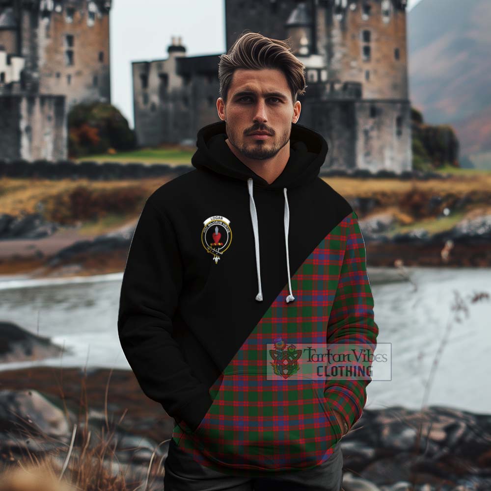 Tartan Vibes Clothing Logan Tartan Cotton Hoodie with Family Crest and Military Logo Style