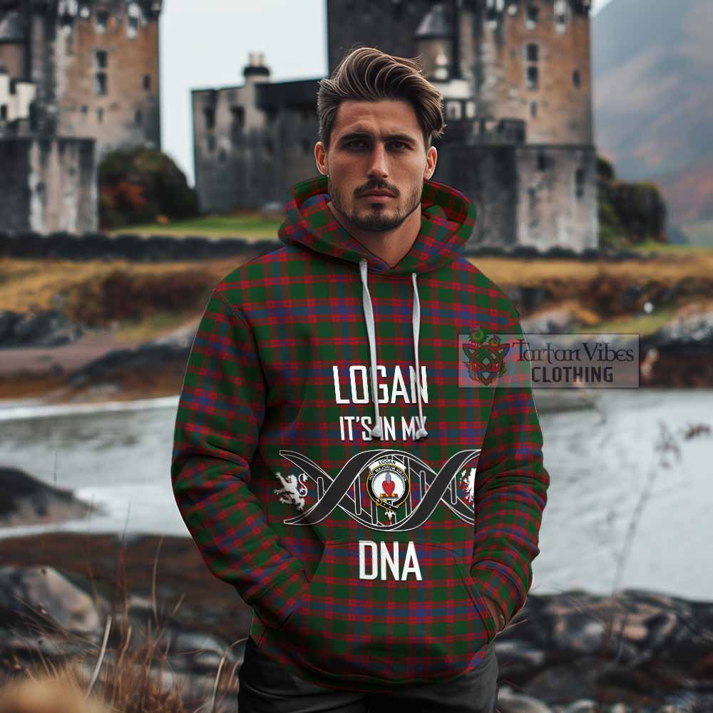 Tartan Vibes Clothing Logan Tartan Cotton Hoodie with Family Crest DNA In Me Style