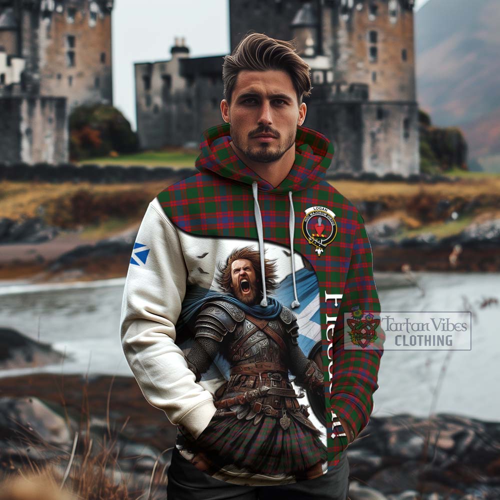 Tartan Vibes Clothing Logan Crest Tartan Cotton Hoodie Inspired by the Freedom of Scottish Warrior