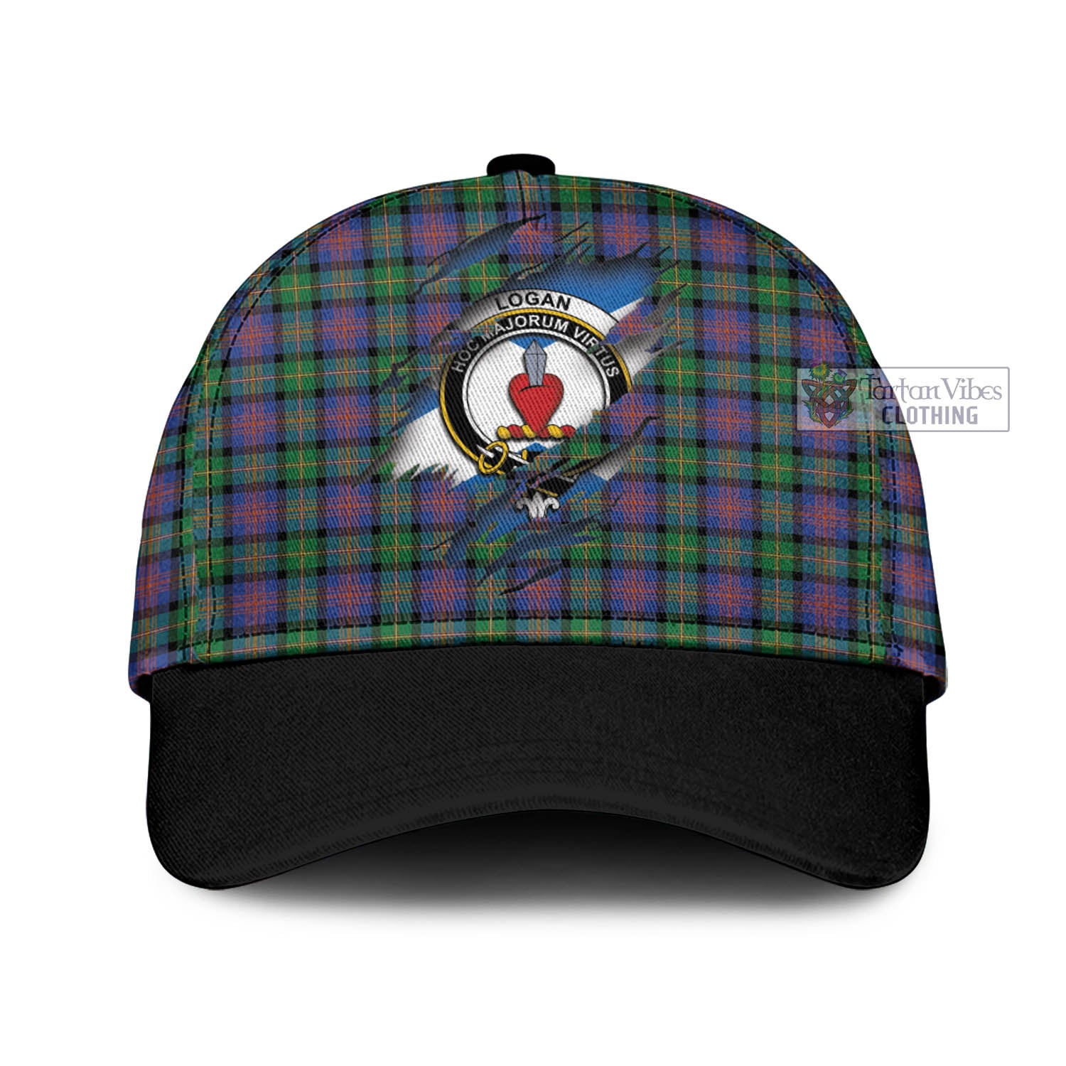 Tartan Vibes Clothing Logan Ancient Tartan Classic Cap with Family Crest In Me Style