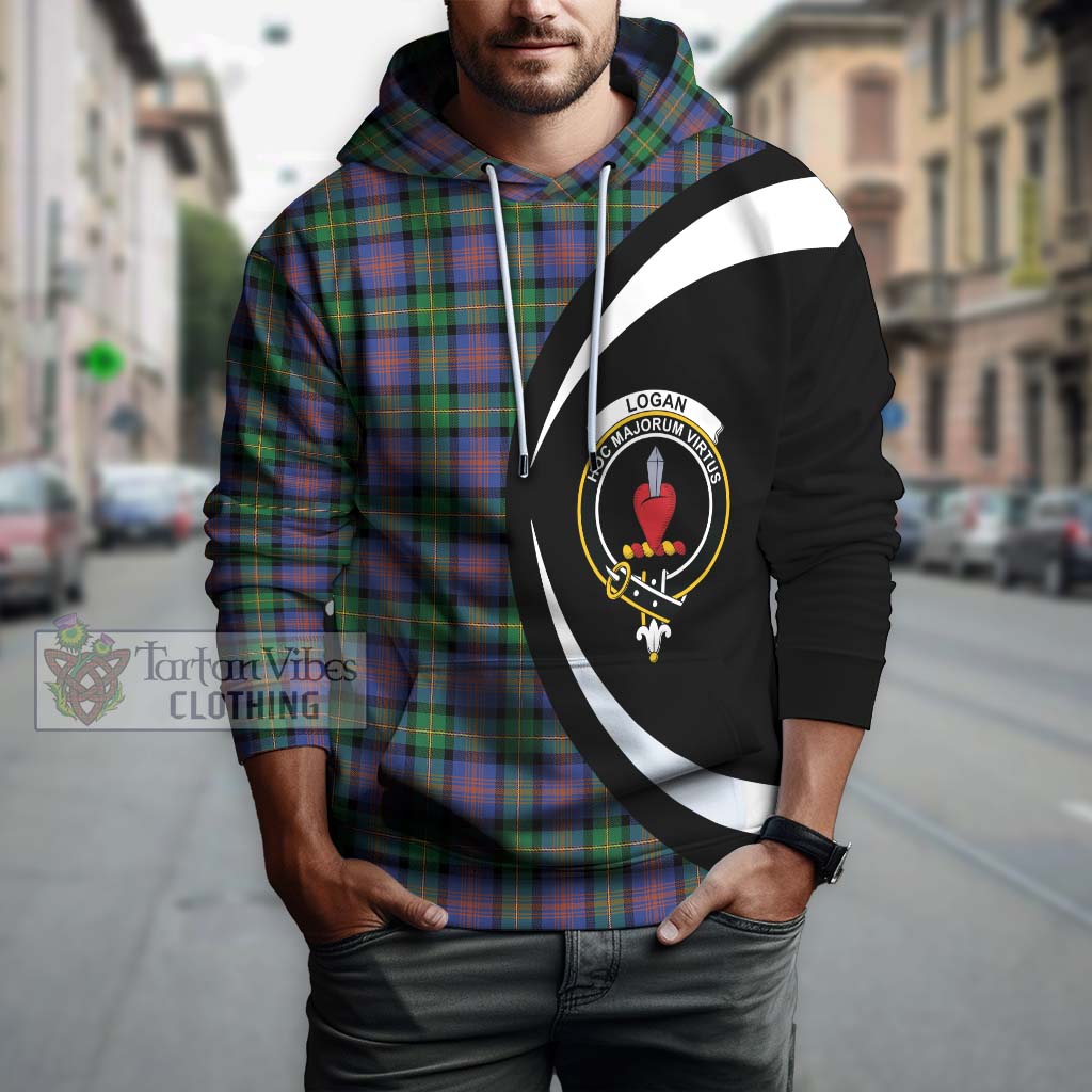 Tartan Vibes Clothing Logan Ancient Tartan Hoodie with Family Crest Circle Style