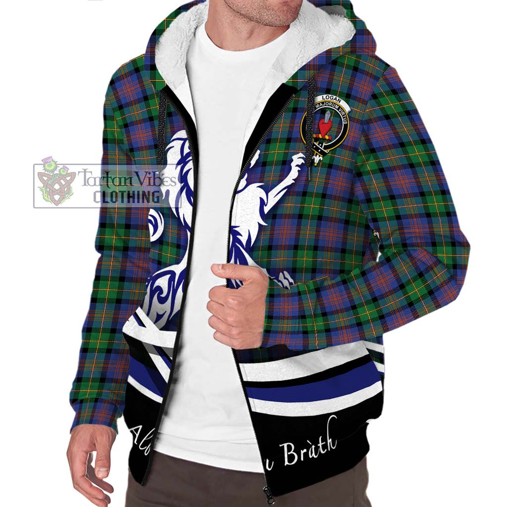 Logan Ancient Tartan Sherpa Hoodie with Alba Gu Brath Regal Lion Emblem Unisex S - Tartanvibesclothing Shop