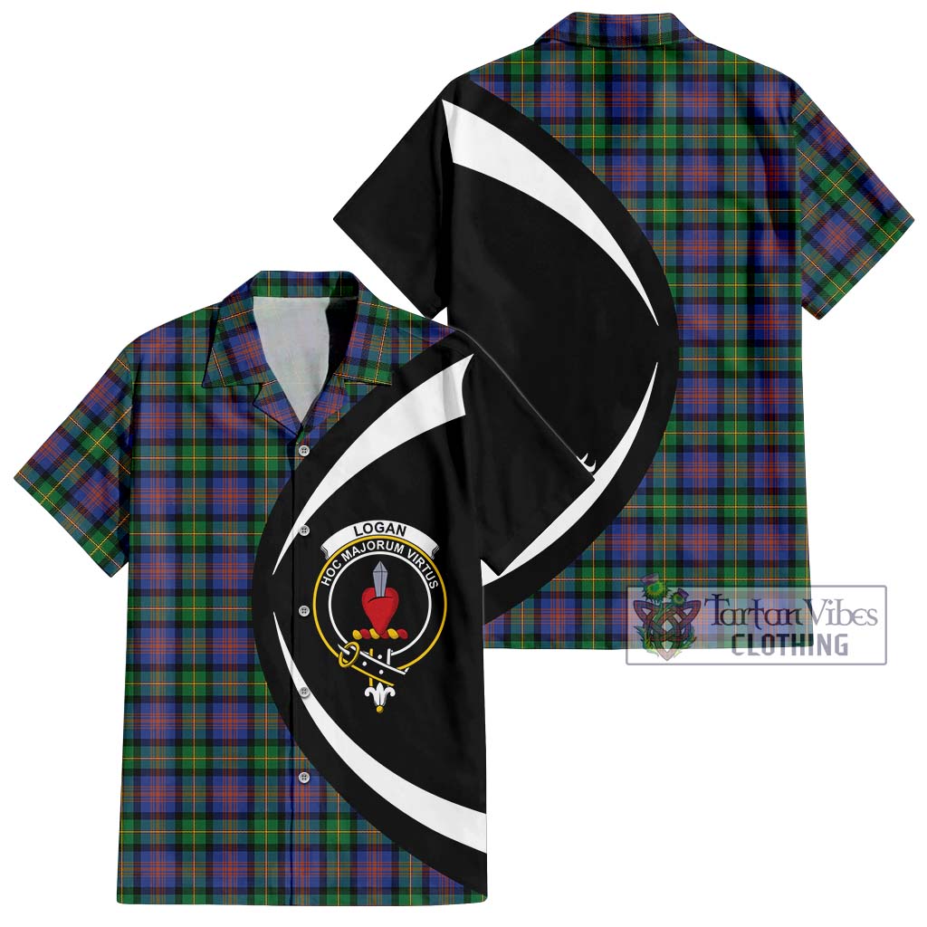 Logan Ancient Tartan Short Sleeve Button Up with Family Crest Circle Style Kid - Tartan Vibes Clothing