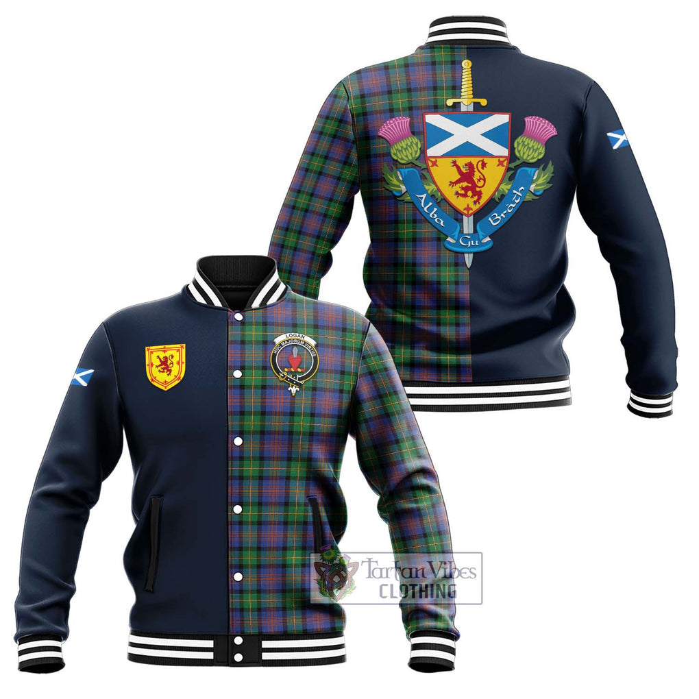 Tartan Vibes Clothing Logan Ancient Tartan Baseball Jacket with Scottish Lion Royal Arm Half Style