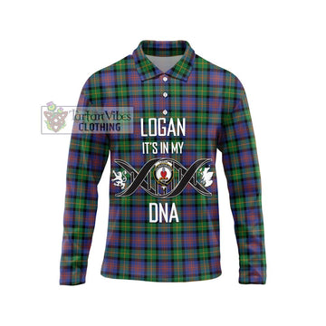 Logan Ancient Tartan Long Sleeve Polo Shirt with Family Crest DNA In Me Style