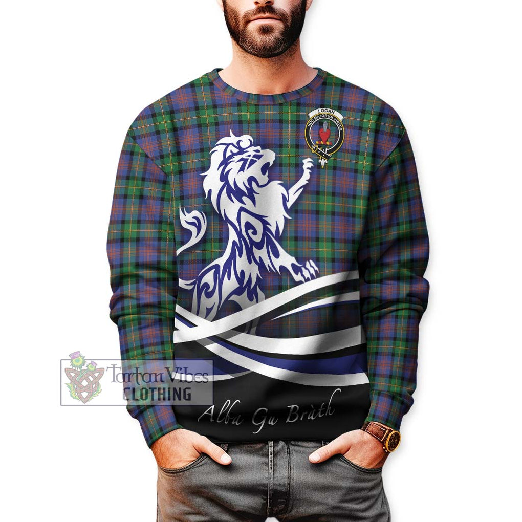 Logan Ancient Tartan Sweatshirt with Alba Gu Brath Regal Lion Emblem Unisex - Tartanvibesclothing Shop