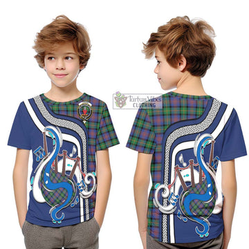 Logan Ancient Tartan Kid T-Shirt with Epic Bagpipe Style