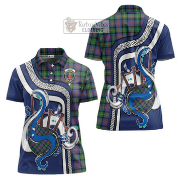 Logan Ancient Tartan Women's Polo Shirt with Epic Bagpipe Style