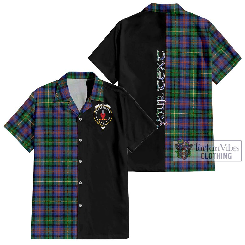 Logan Ancient Tartan Short Sleeve Button Shirt with Family Crest and Half Of Me Style Kid - Tartanvibesclothing Shop