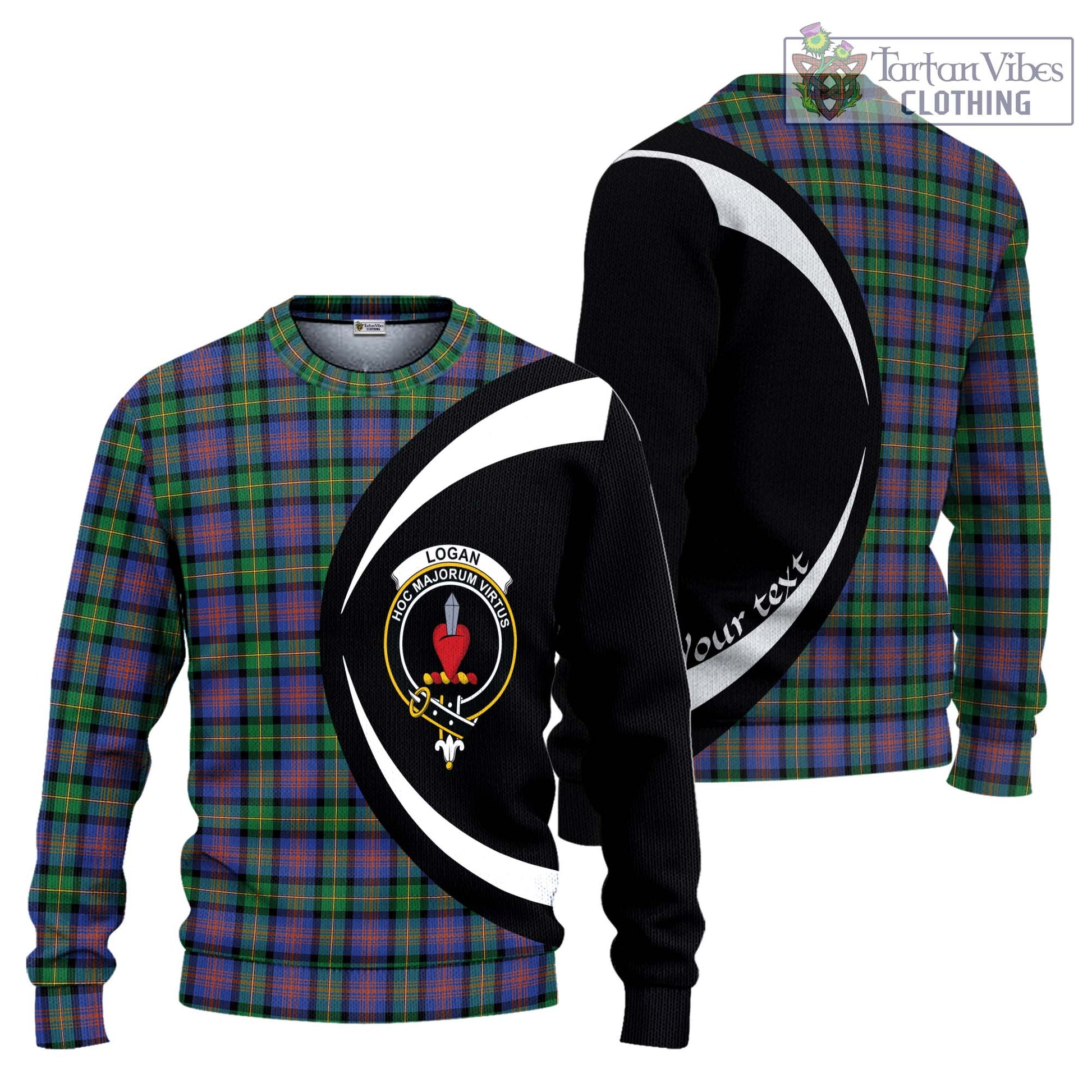 Logan Ancient Tartan Ugly Sweater with Family Crest Circle Style Unisex - Tartan Vibes Clothing