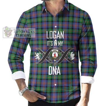 Logan Ancient Tartan Long Sleeve Button Shirt with Family Crest DNA In Me Style