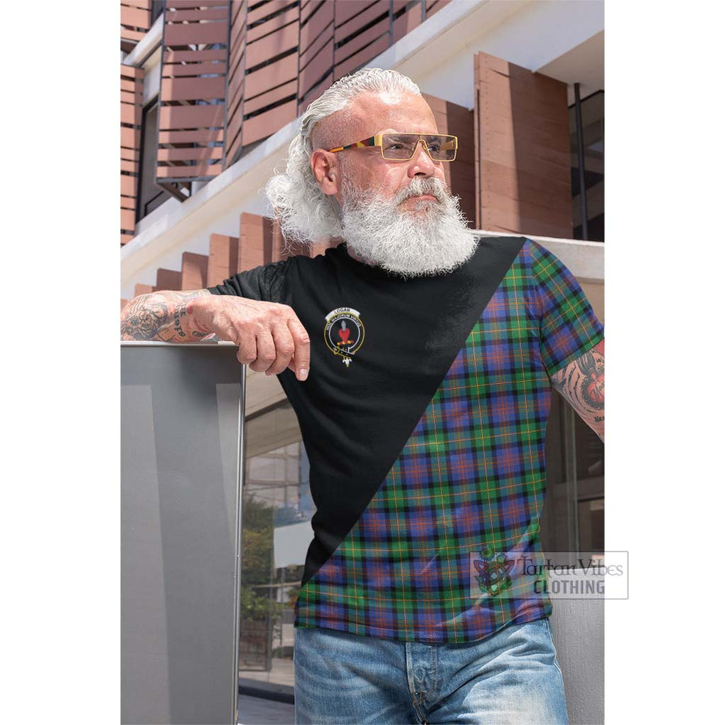 Tartan Vibes Clothing Logan Ancient Tartan Cotton T-shirt with Family Crest and Military Logo Style