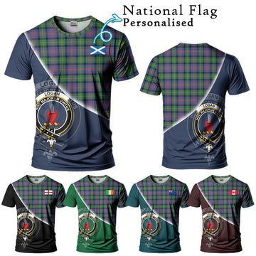 Logan Ancient Tartan T-Shirt with Personalised National Flag and Family Crest Half Style