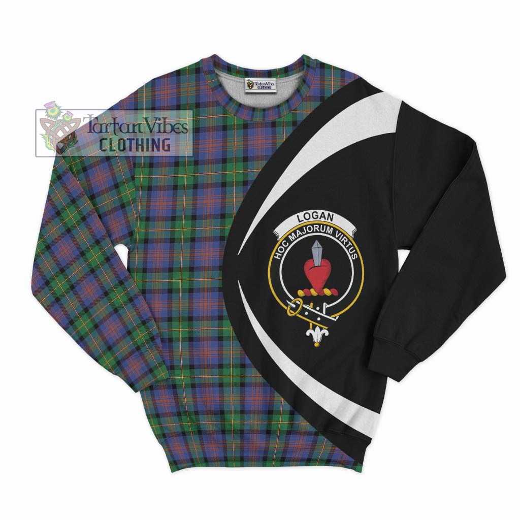 Logan Ancient Tartan Sweatshirt with Family Crest Circle Style Unisex - Tartan Vibes Clothing