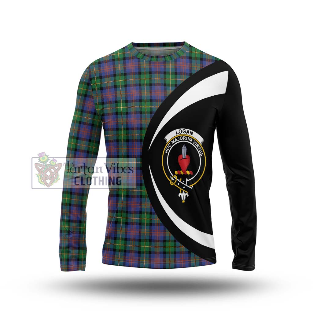 Logan Ancient Tartan Long Sleeve T-Shirt with Family Crest Circle Style Unisex - Tartan Vibes Clothing