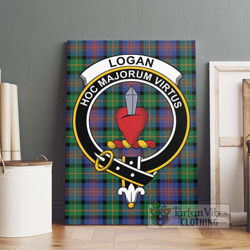 Logan Ancient Tartan Canvas Print Wall Art with Family Crest