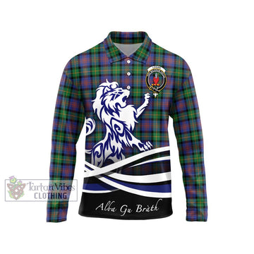 Logan Ancient Tartan Long Sleeve Polo Shirt with Alba Gu Brath Regal Lion Emblem