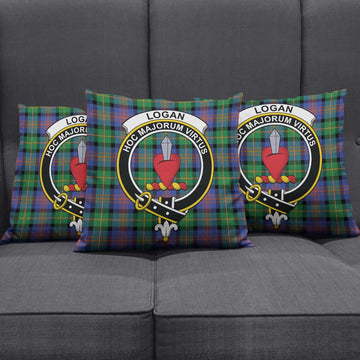 Logan Ancient Tartan Pillow Cover with Family Crest