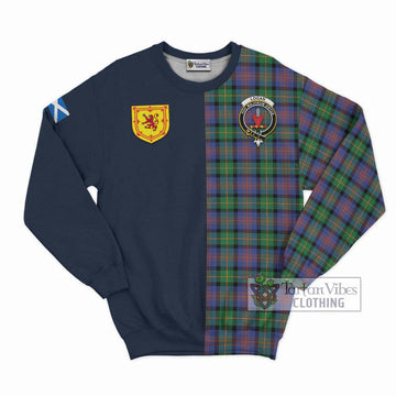 Logan Ancient Tartan Sweatshirt Alba with Scottish Lion Royal Arm Half Style