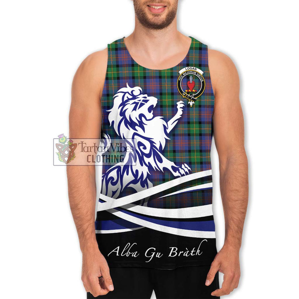 Logan Ancient Tartan Men's Tank Top with Alba Gu Brath Regal Lion Emblem Men - Tartanvibesclothing Shop