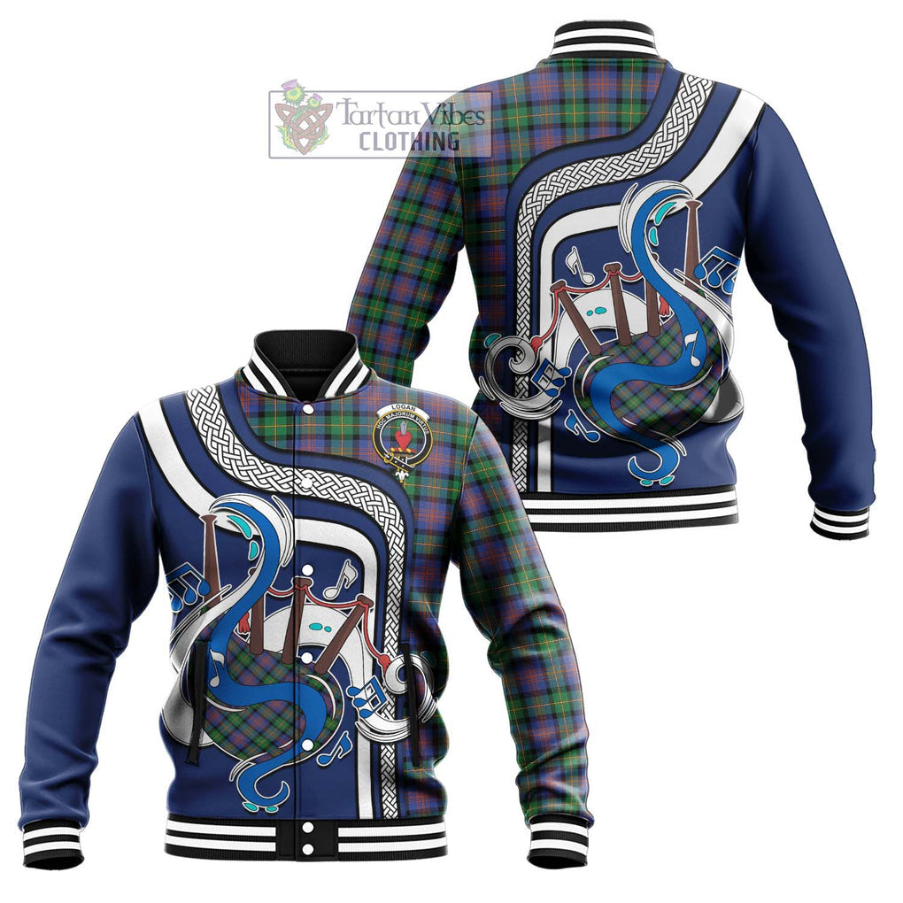 Tartan Vibes Clothing Logan Ancient Tartan Baseball Jacket with Epic Bagpipe Style