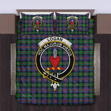 Logan Ancient Tartan Quilt Bed Set with Family Crest