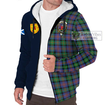 Logan Ancient Tartan Sherpa Hoodie Alba with Scottish Lion Royal Arm Half Style