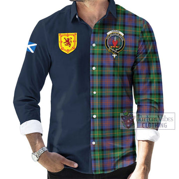 Logan Ancient Tartan Long Sleeve Button Shirt Alba with Scottish Lion Royal Arm Half Style