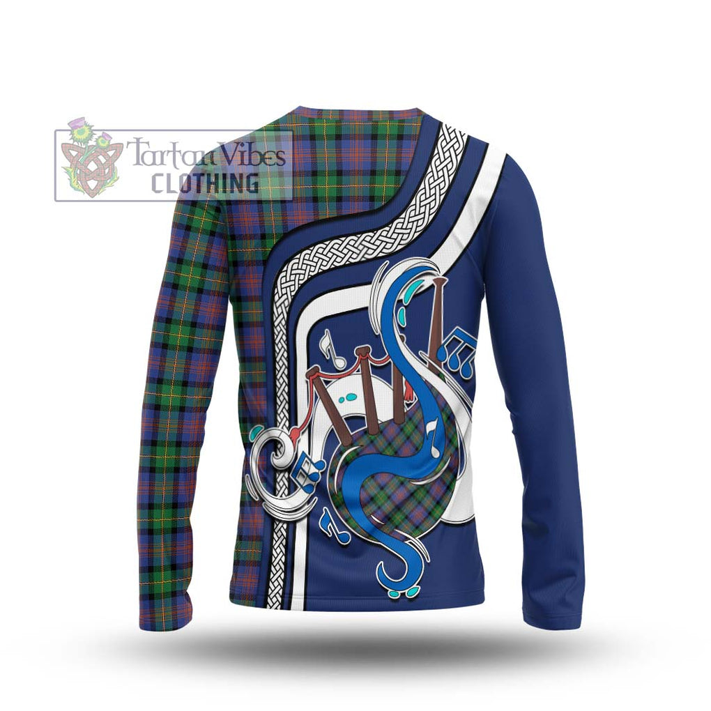 Tartan Vibes Clothing Logan Ancient Tartan Long Sleeve T-Shirt with Epic Bagpipe Style