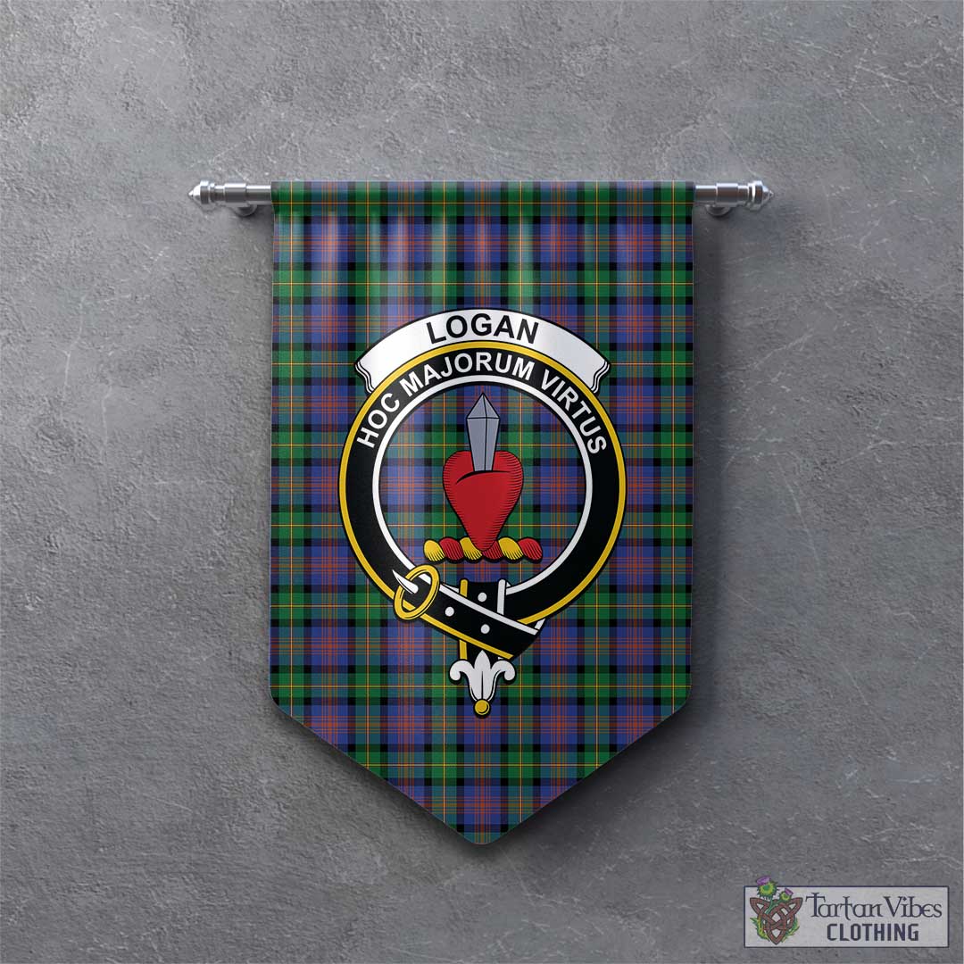 Tartan Vibes Clothing Logan Ancient Tartan Gonfalon, Tartan Banner with Family Crest