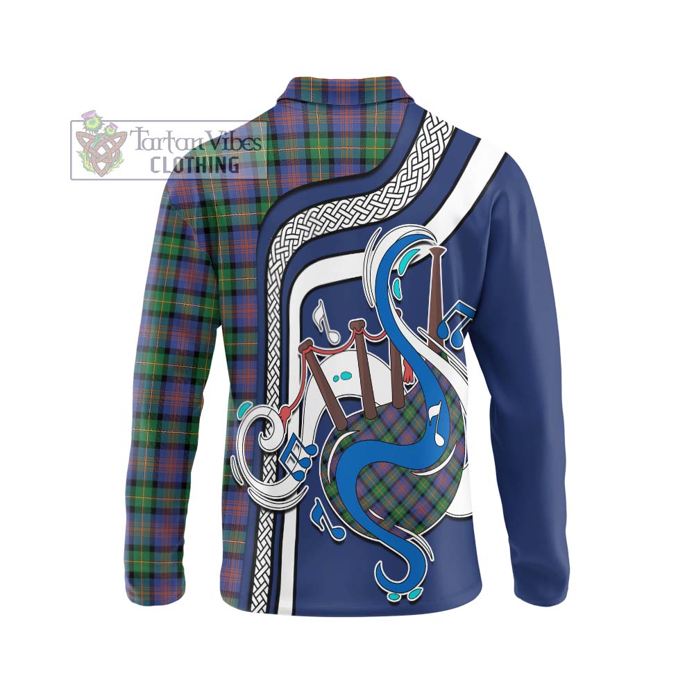 Tartan Vibes Clothing Logan Ancient Tartan Long Sleeve Polo Shirt with Epic Bagpipe Style