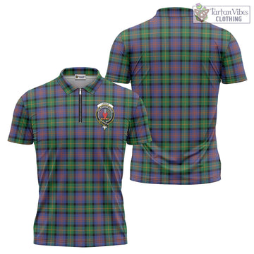 Logan Ancient Tartan Zipper Polo Shirt with Family Crest