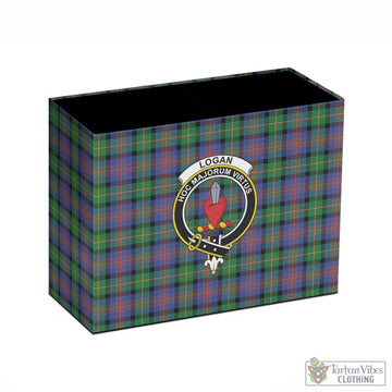 Logan Ancient Tartan Pen Holder with Family Crest