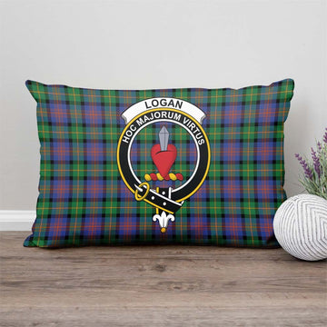 Logan Ancient Tartan Pillow Cover with Family Crest