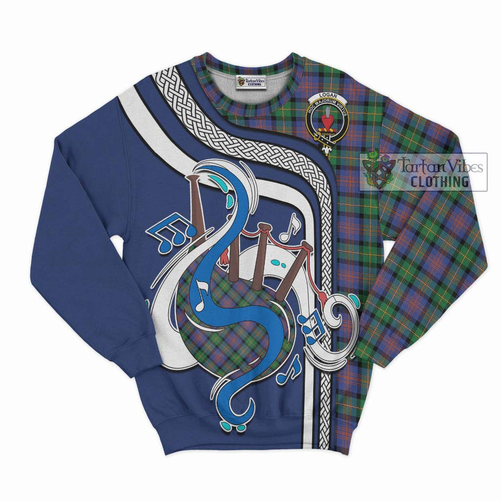 Tartan Vibes Clothing Logan Ancient Tartan Sweatshirt with Epic Bagpipe Style