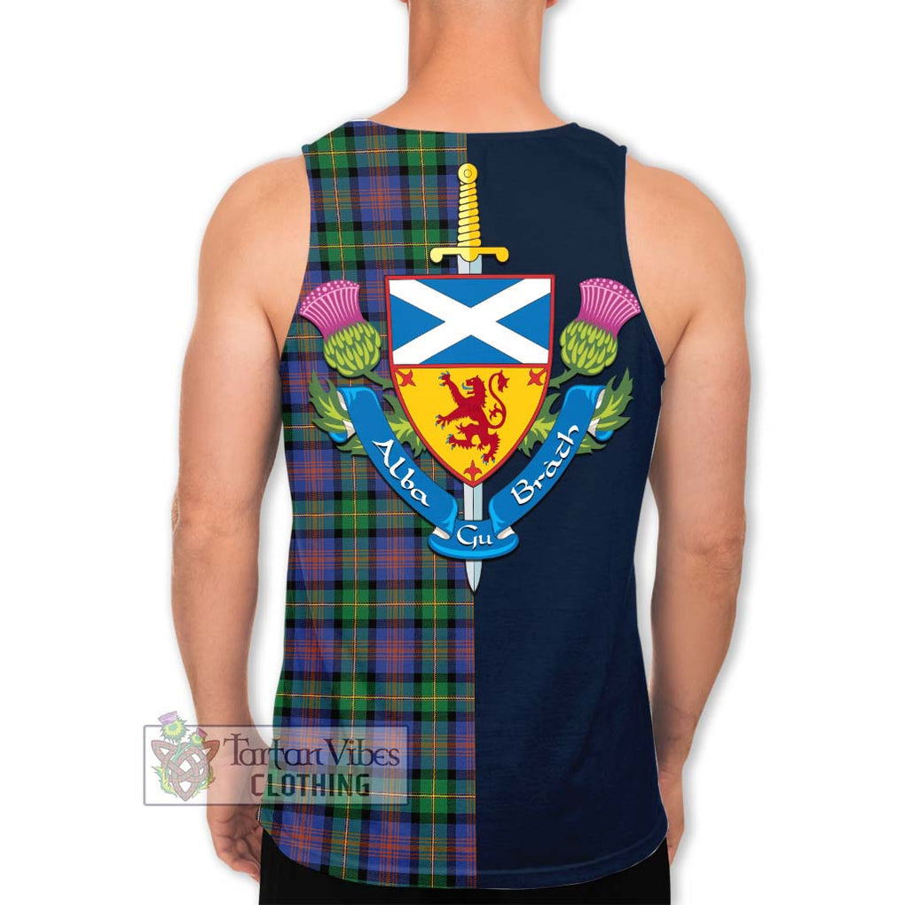 Tartan Vibes Clothing Logan Ancient Tartan Men's Tank Top with Scottish Lion Royal Arm Half Style