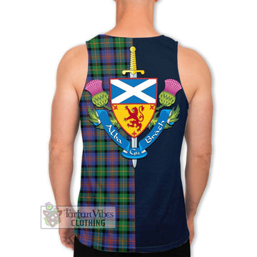 Logan Ancient Tartan Men's Tank Top Alba with Scottish Lion Royal Arm Half Style