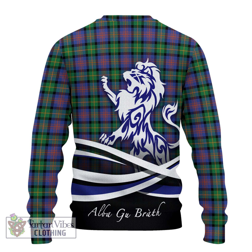 Logan Ancient Tartan Knitted Sweater with Alba Gu Brath Regal Lion Emblem - Tartanvibesclothing Shop