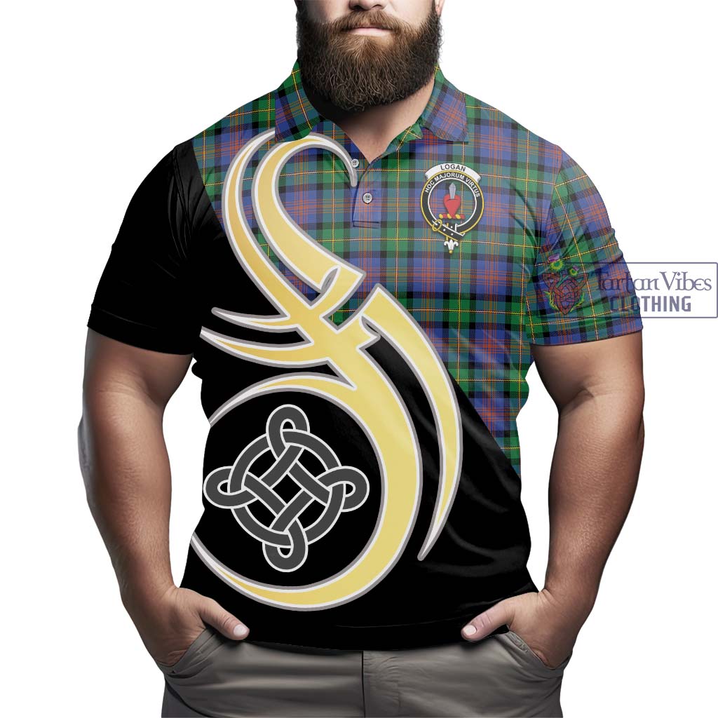 Logan Ancient Tartan Polo Shirt with Family Crest and Celtic Symbol Style - Tartan Vibes Clothing