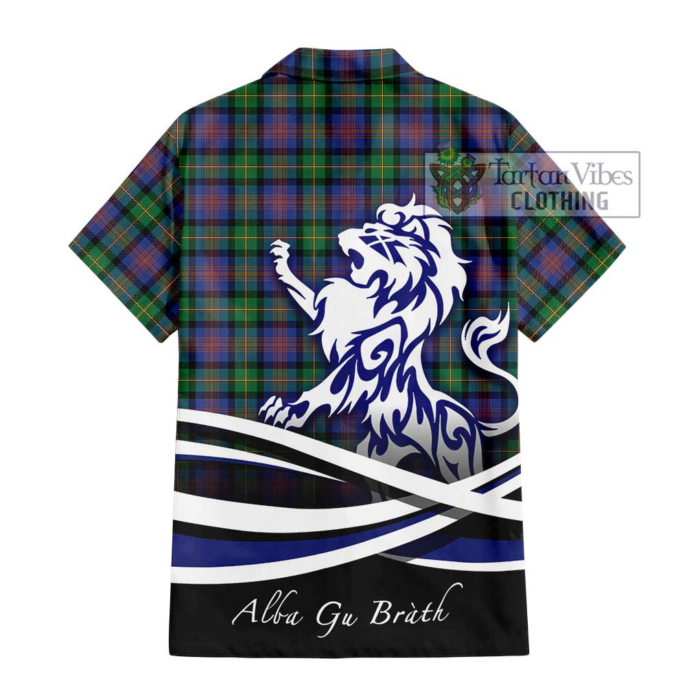 Logan Ancient Tartan Short Sleeve Button Shirt with Alba Gu Brath Regal Lion Emblem - Tartanvibesclothing Shop