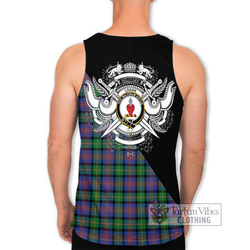 Logan Ancient Tartan Men's Tank Top with Family Crest and Military Logo Style