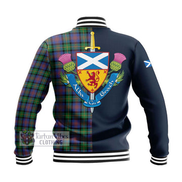 Logan Ancient Tartan Baseball Jacket Alba with Scottish Lion Royal Arm Half Style