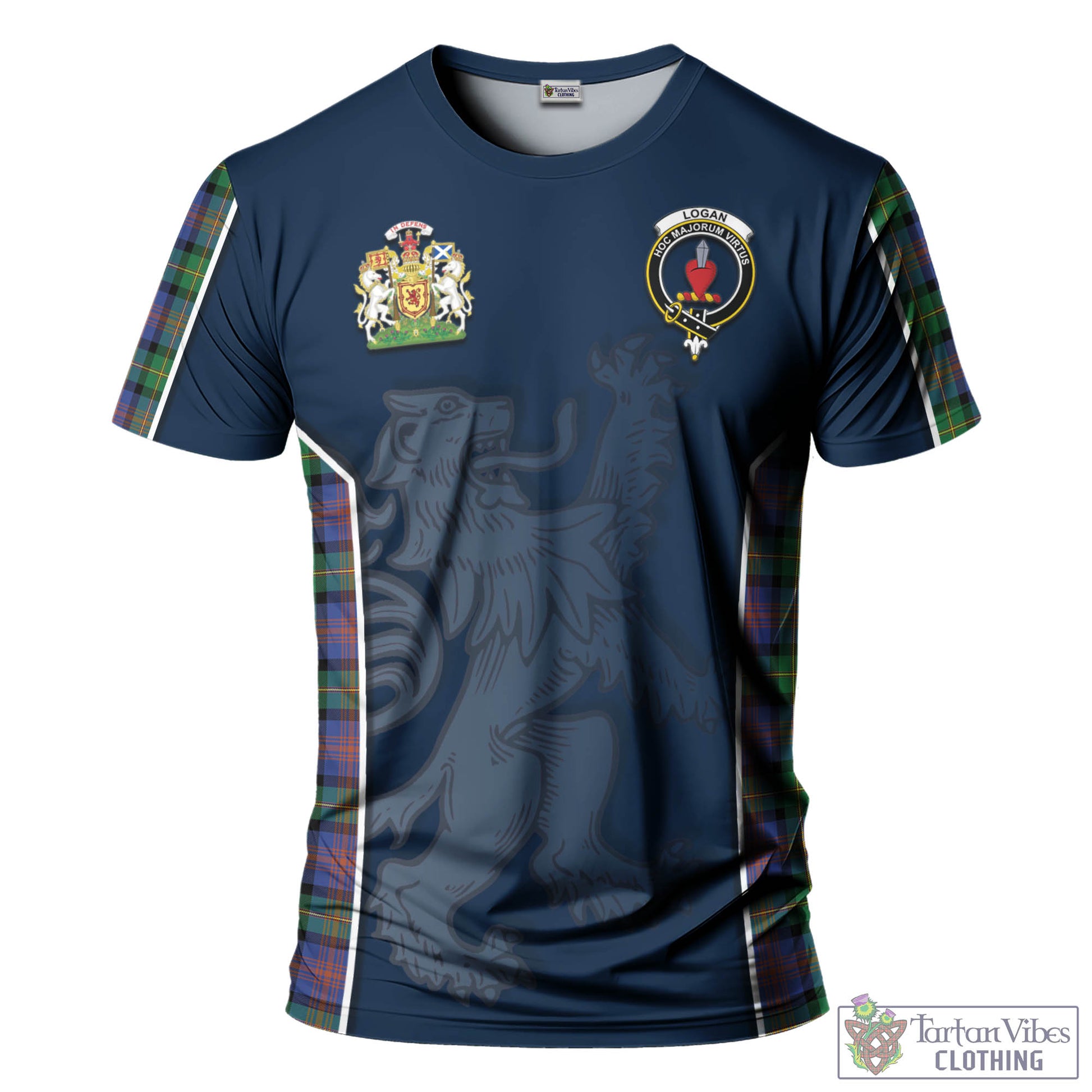 Tartan Vibes Clothing Logan Ancient Tartan T-Shirt with Family Crest and Lion Rampant Vibes Sport Style