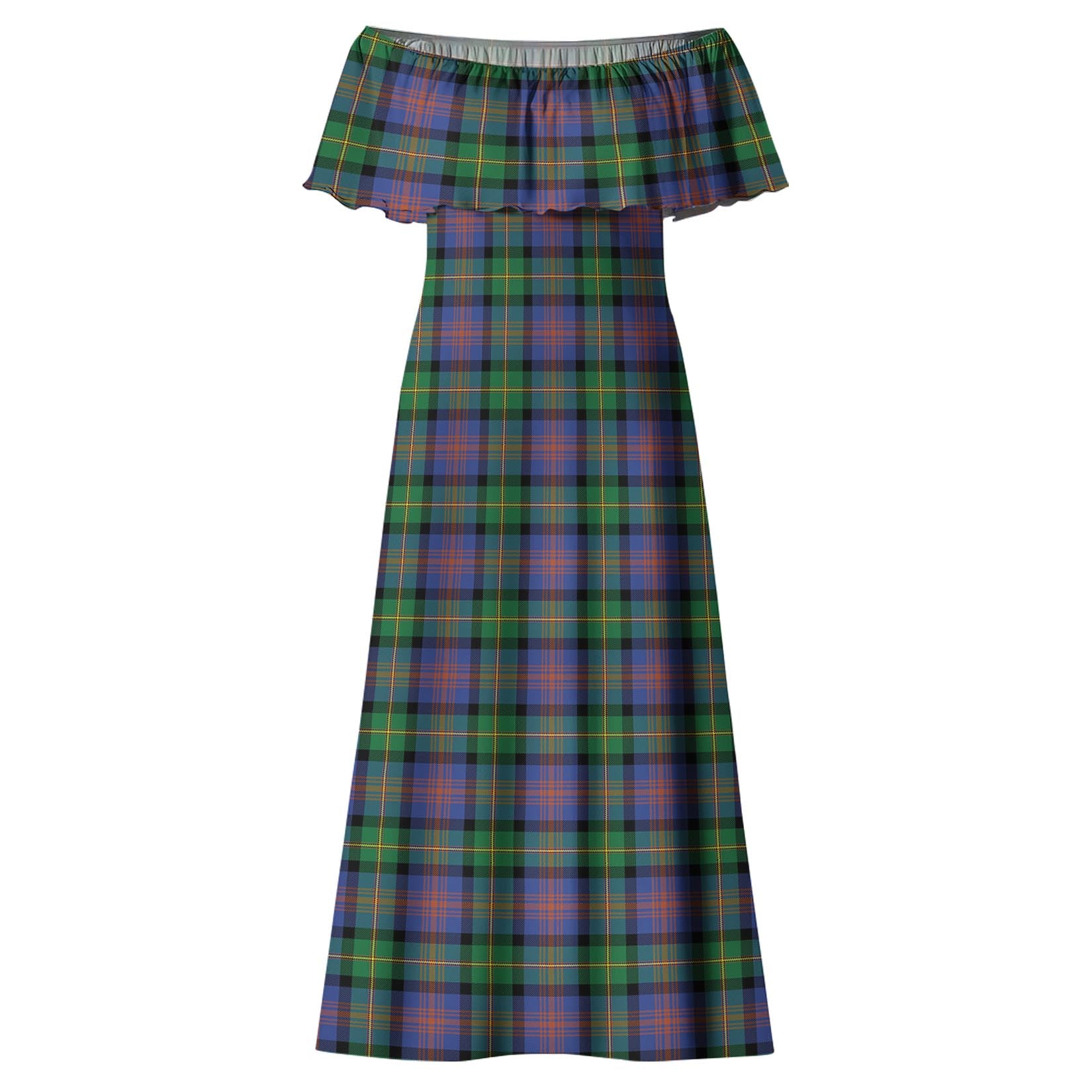 Logan Ancient Tartan Off Shoulder Long Dress - Tartanvibesclothing