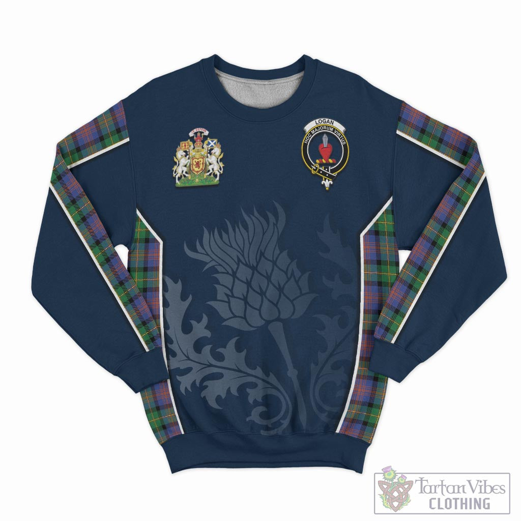 Tartan Vibes Clothing Logan Ancient Tartan Sweatshirt with Family Crest and Scottish Thistle Vibes Sport Style