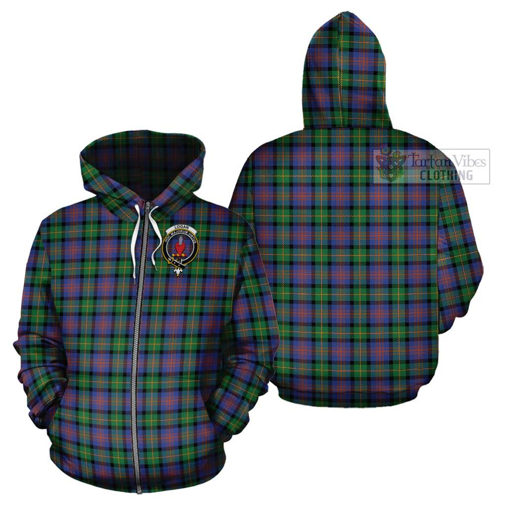 Logan Ancient Tartan Cotton Hoodie with Family Crest Zip Hoodie - Tartan Vibes Clothing