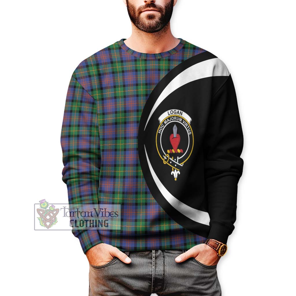 Logan Ancient Tartan Sweatshirt with Family Crest Circle Style - Tartan Vibes Clothing