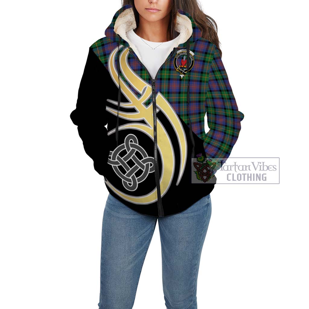 Logan Ancient Tartan Sherpa Hoodie with Family Crest and Celtic Symbol Style Unisex - Tartan Vibes Clothing