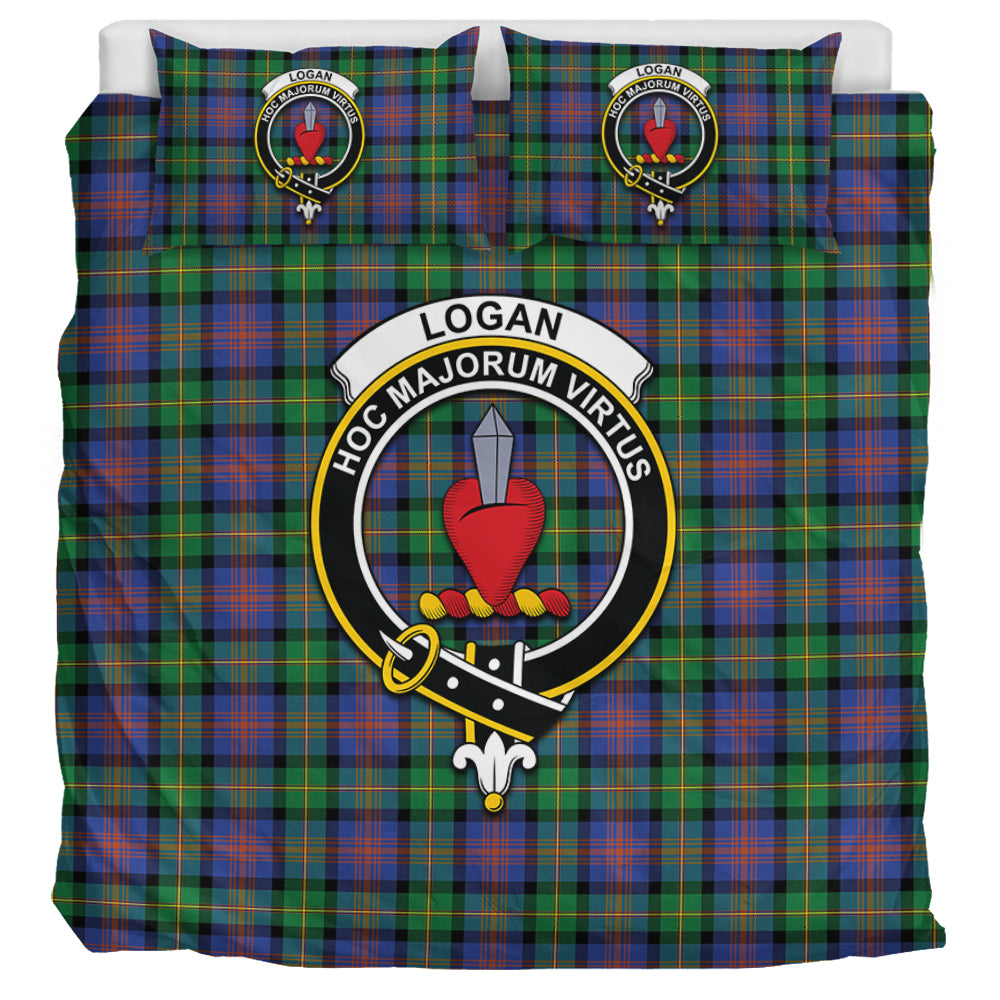 Logan Ancient Tartan Bedding Set with Family Crest UK Bedding Set UK Super King 104*94 inch - Tartan Vibes Clothing